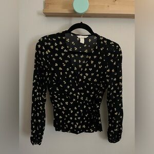 H&M floral wrap blouse size 4